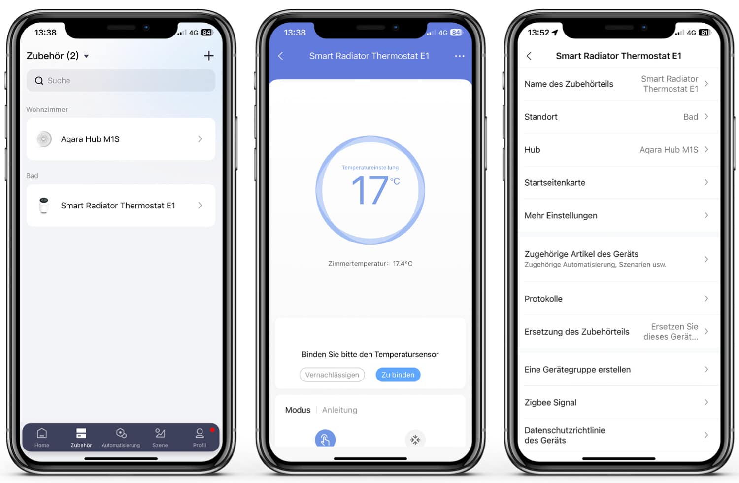 Aqara Heizkörperthermostat E1 - App - Zubehör
