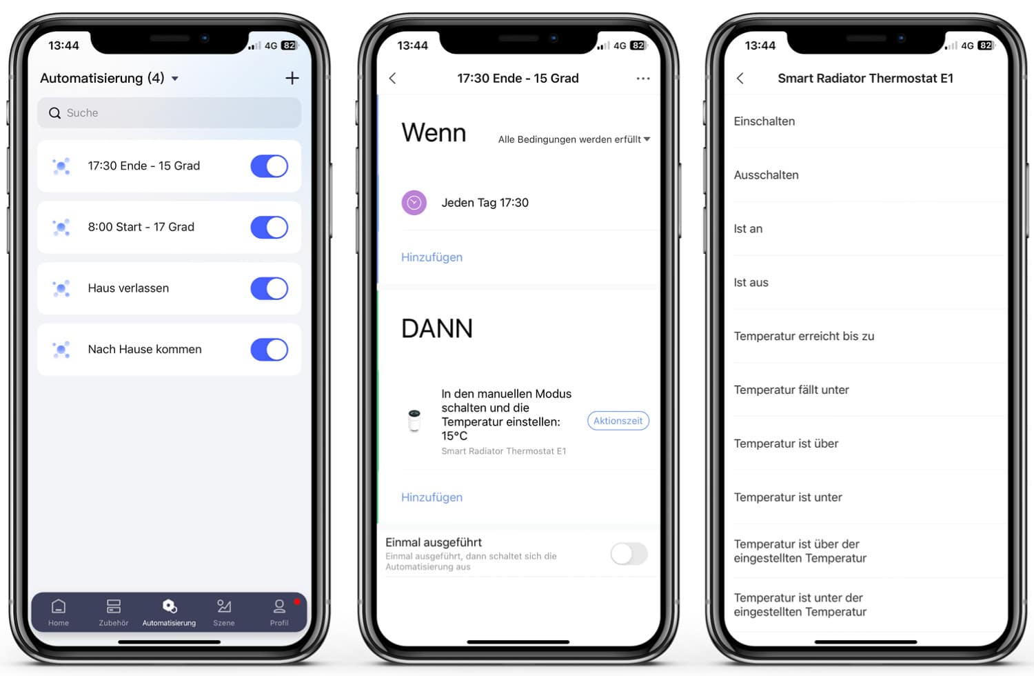 Aqara Heizkörperthermostat E1 - App - Automatisierungen