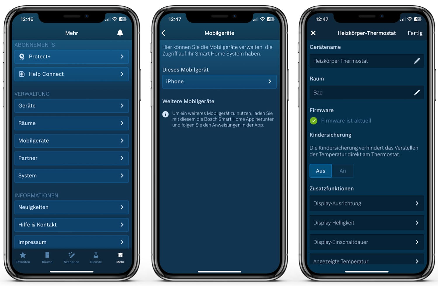 Bosch Thermostat 2 - App - Einstellungen