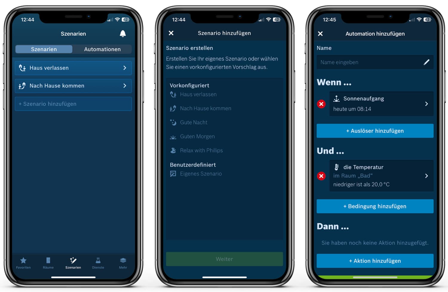 Bosch Thermostat 2 - App - Automationen und Szenen