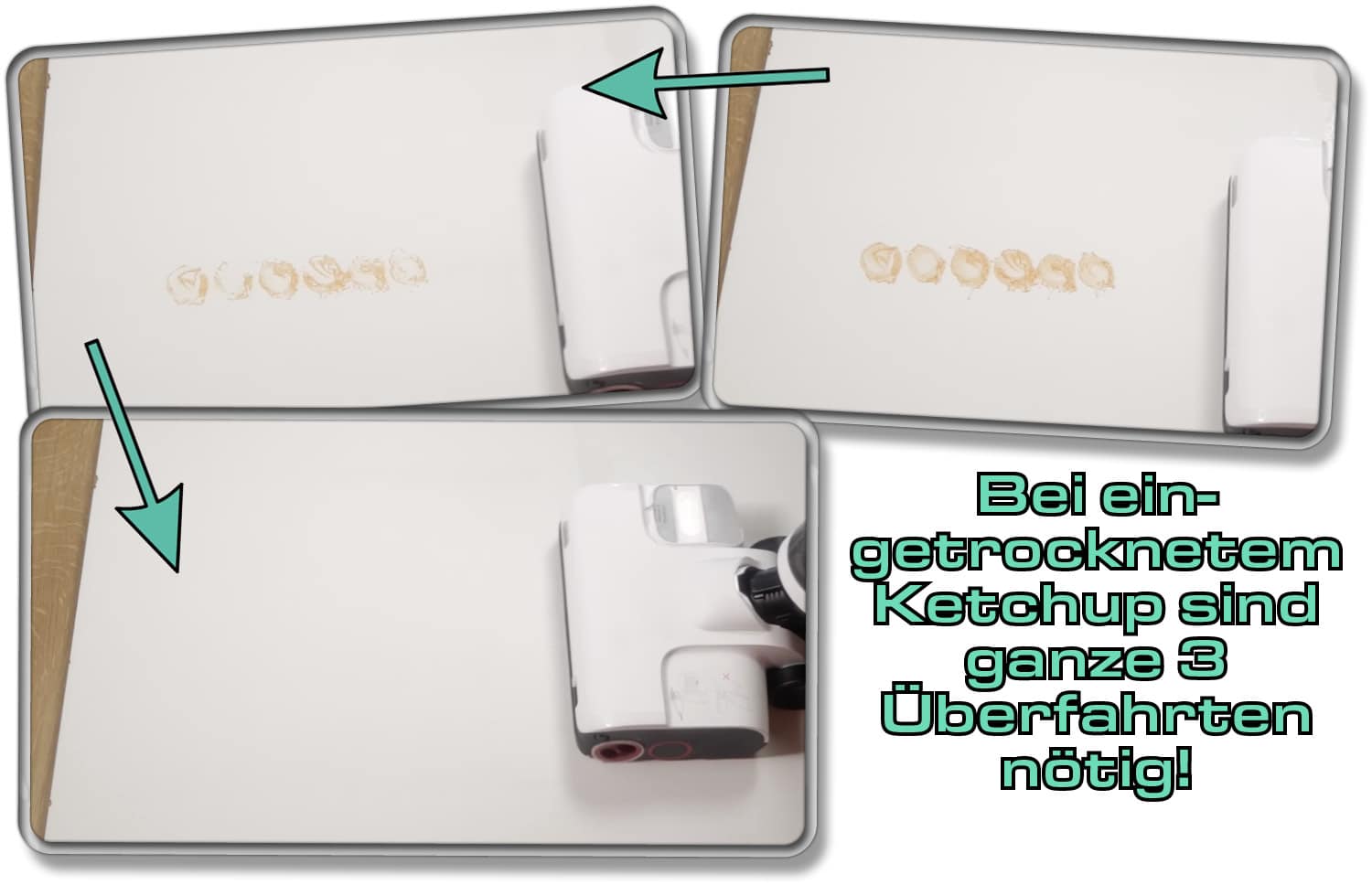 Eingetrocknete Flecken beseitigt der Roborock Dyad Pro auch erstaunlich schnell