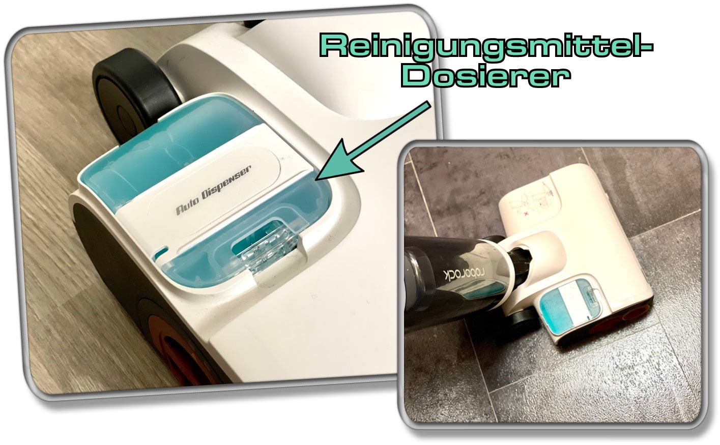 Dank einer Reinigungsmittelkartusche dosiert der Roborock Dyad Pro immer eine genaue Menge an Reinigungsmittel zum Wischdurchgang hinzu. 