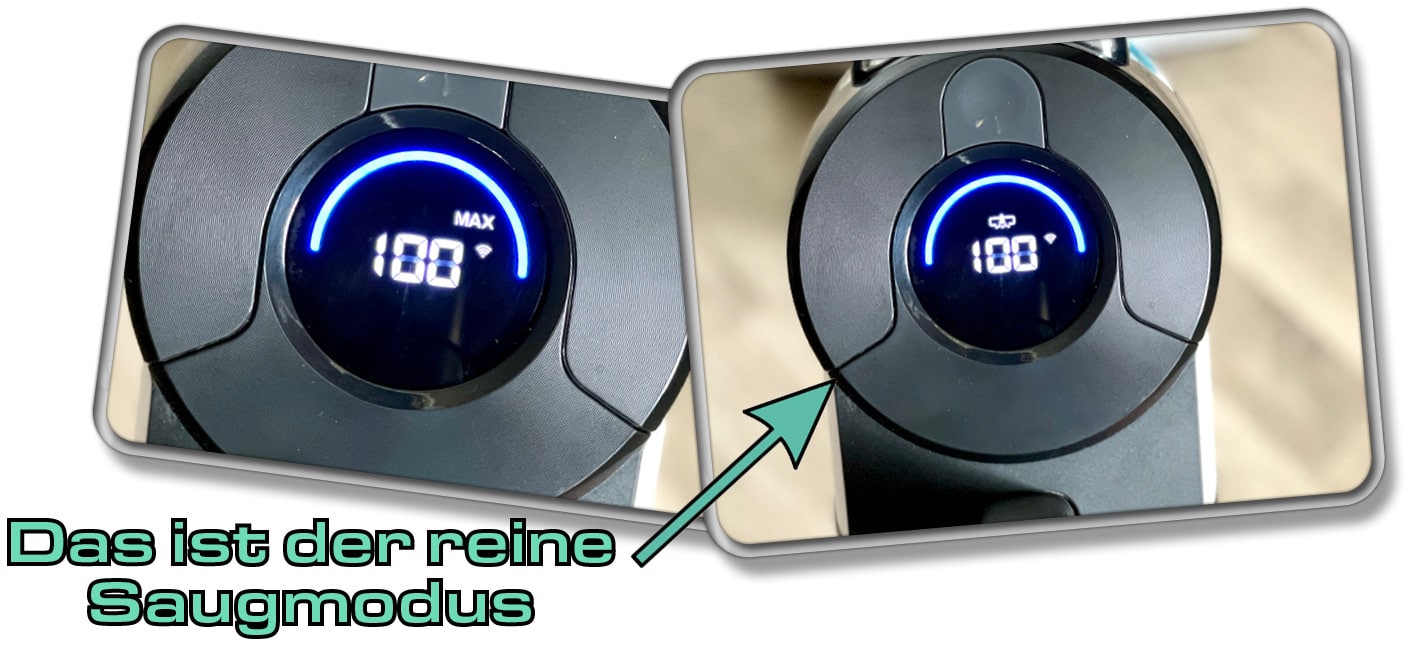 Der Nur-Saugen-Modus kann stärkere Verschmutzungen einfach aufsaugen. 