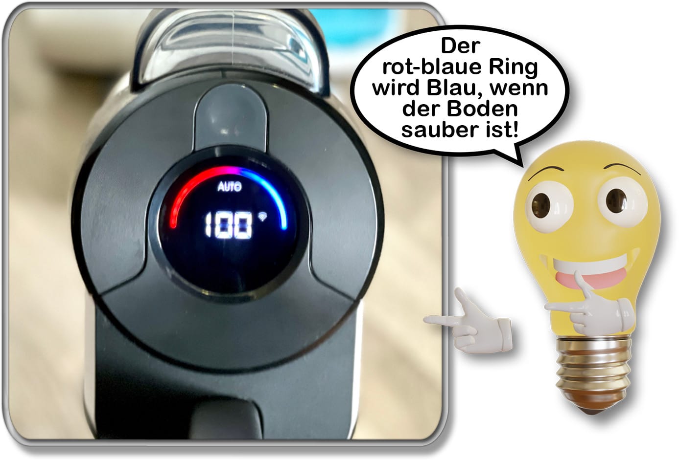 Ein Display auf der Oberseite zeigt verschiedenste Informationen an