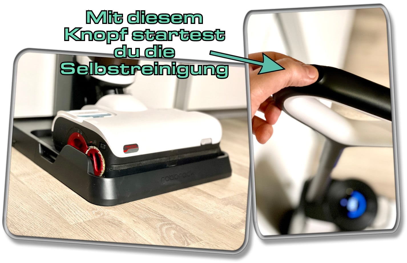 Die Ladestation lädt den Roborock Dyad Pro nicht nur auf, sondern reinigt auch dessen Bürsten und trocknet sie im Anschluss