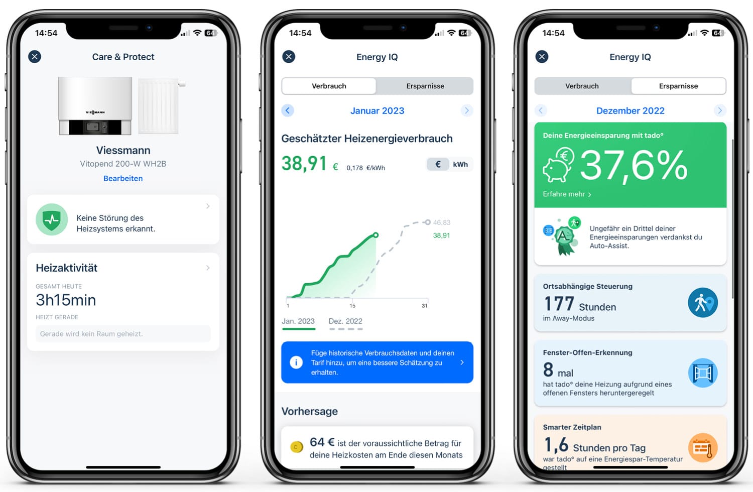 tado V3 - App - Care & Protect & Energy IQ mit Abo