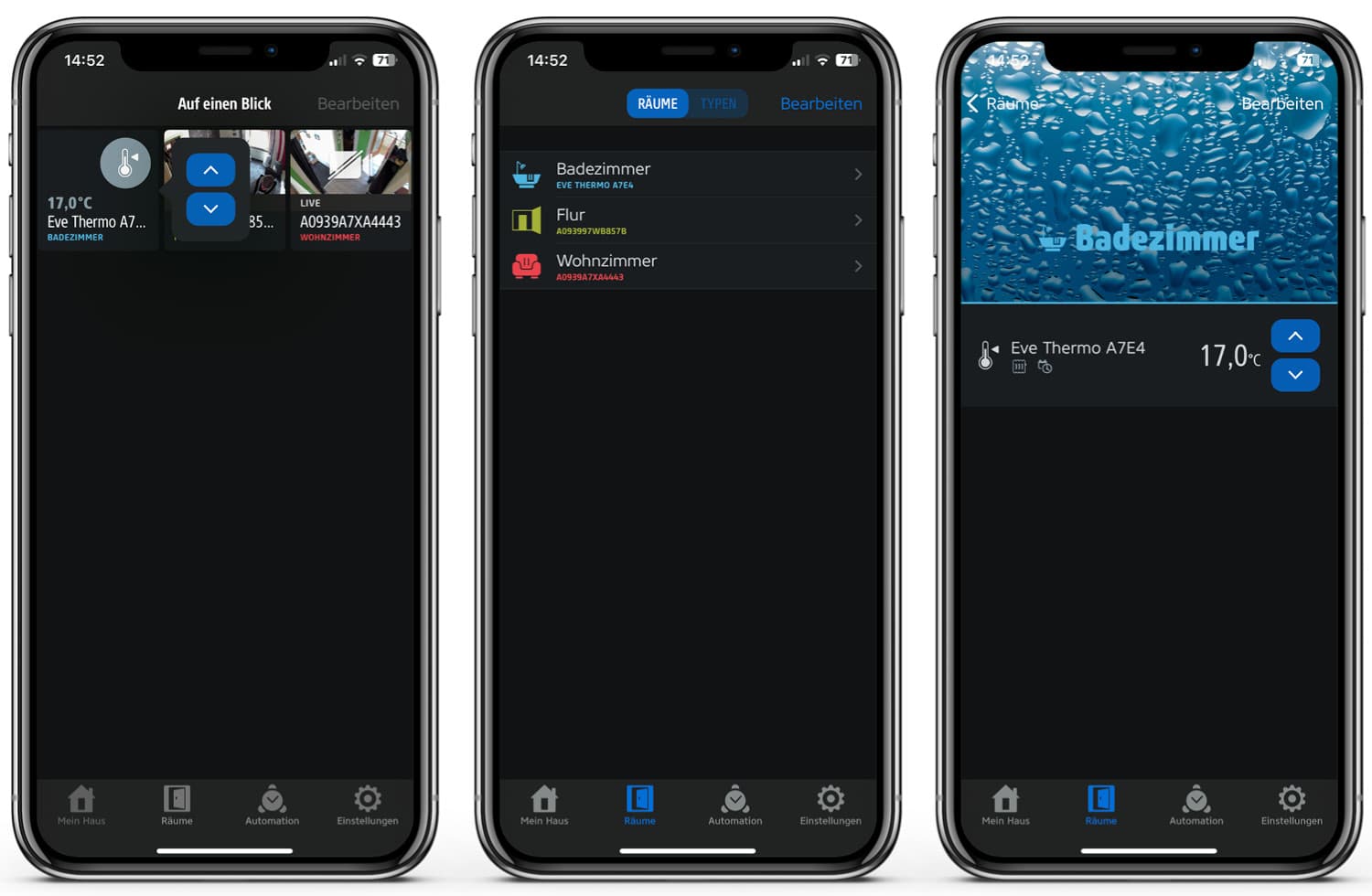 Eve Thermo - App - Startseite