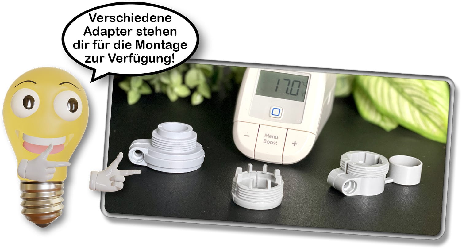 Für das Homematic IP Thermostat Basic liegen verschiedene Adapter bei