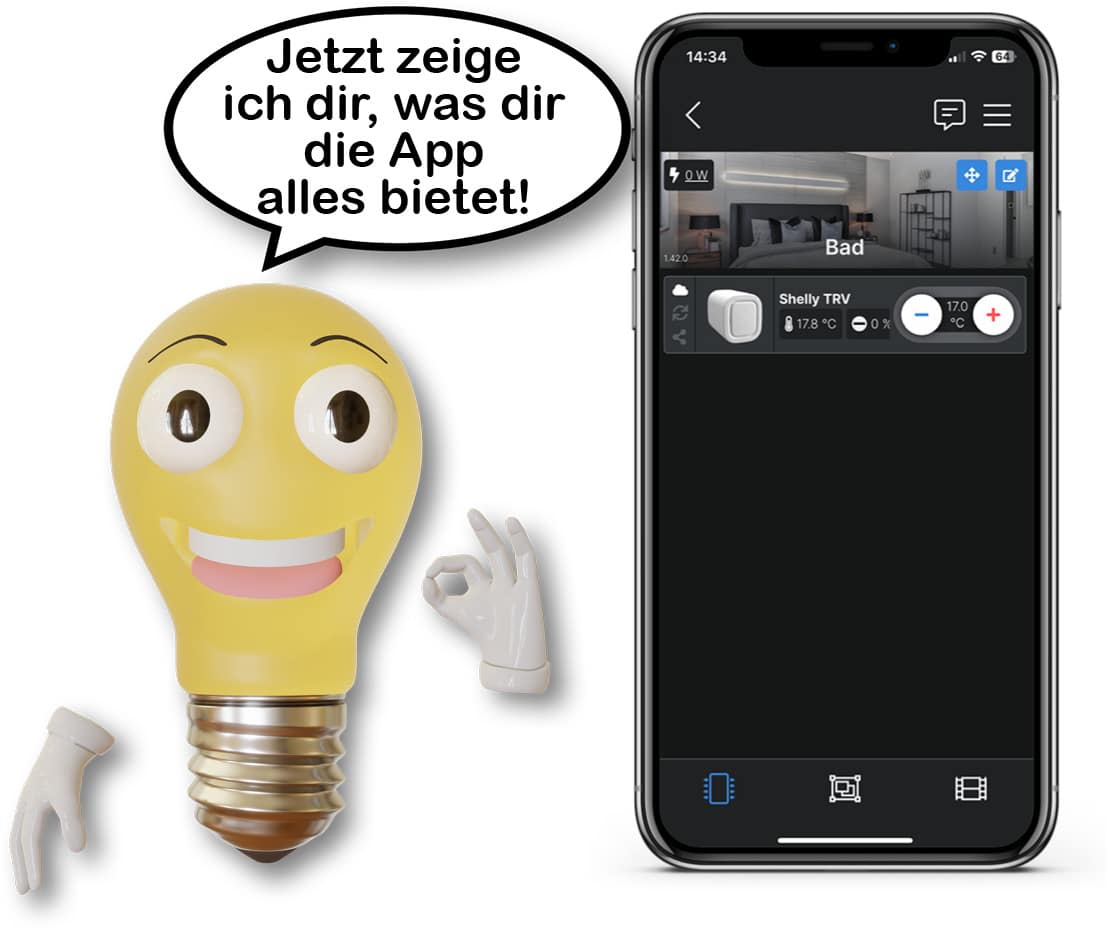 Das alles bietet die App des Shelly TRV