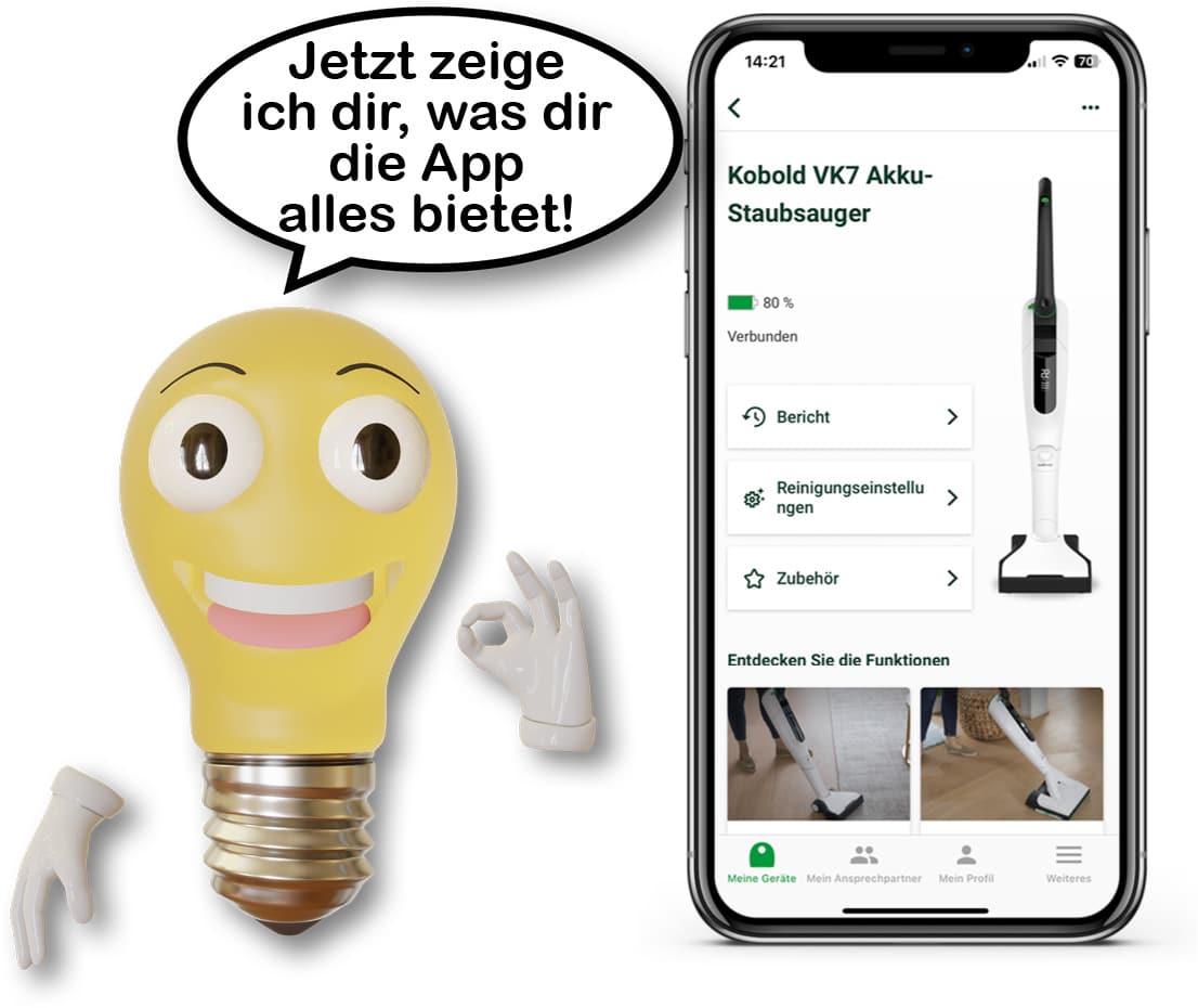 Der Vorwerk Kobold VK7 besitzt eine App, die einem sogar den Kalorienverbrauch aufzeigt.