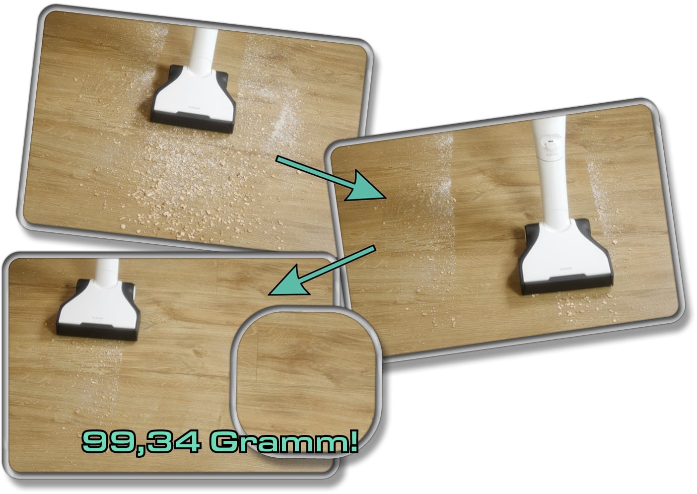 Vorwerk Kobold VK7 - Die gemessene Saugleistung auf Hartboden 