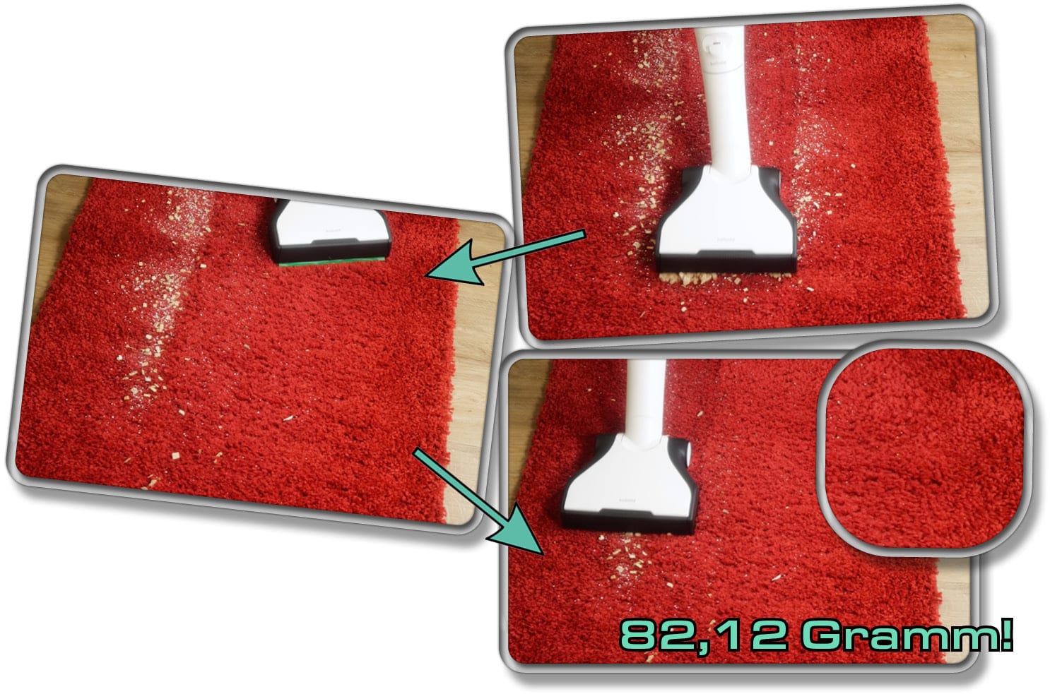 Vorwerk Kobold VK7 - Die gemessene Saugleistung auf Teppich 