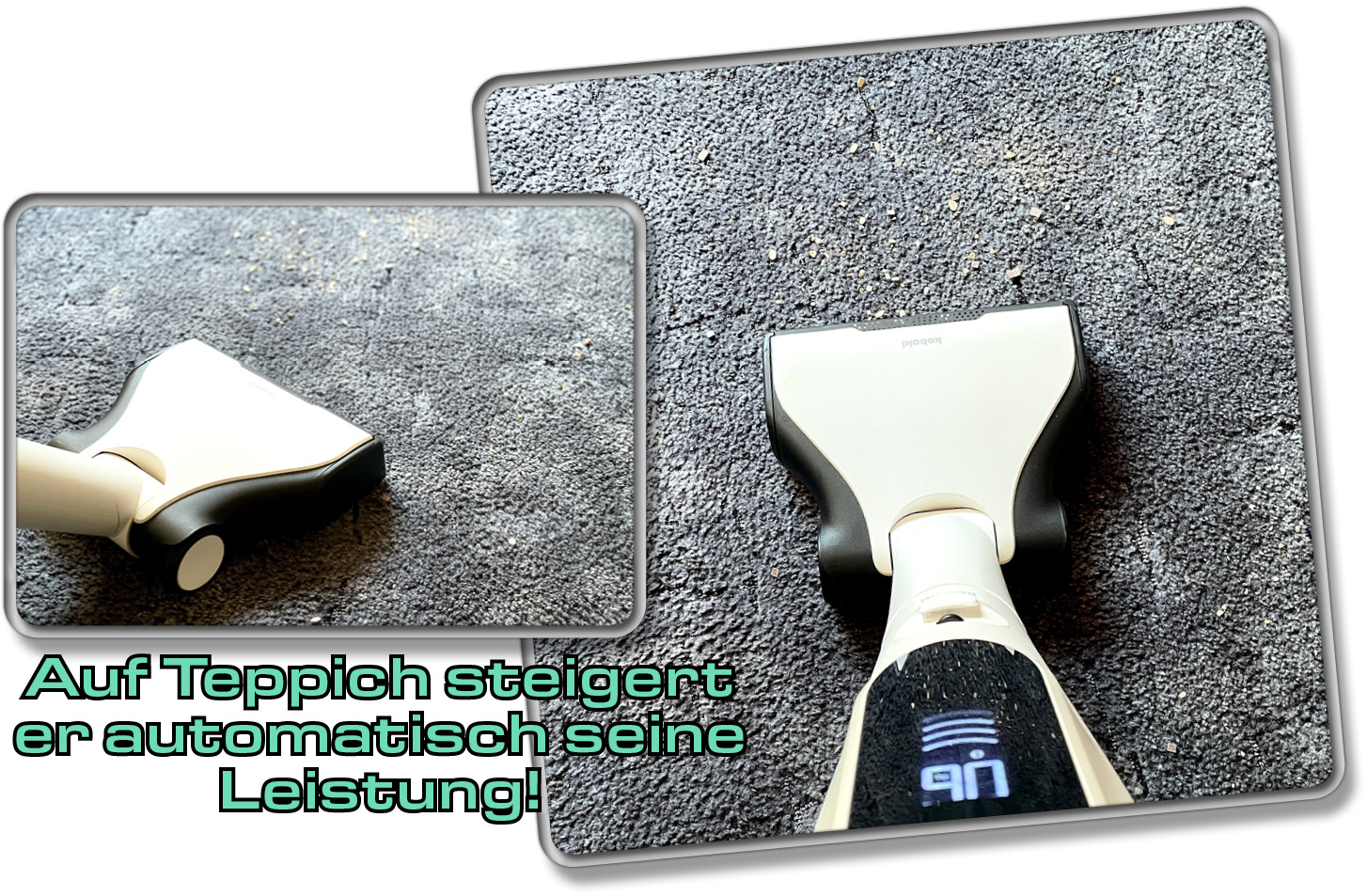 Der Vorwerk Kobold VK7 steigert automatisch seine Leistung, wenn er Teppichboden erkennt. 