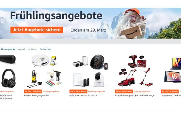 Screenshot Webseite Amazon Frühlingsangebote