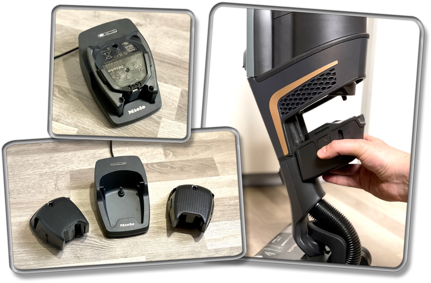 Im Lieferumfang des Miele Triflex HX2 Pro befindet sich ein praktisches Schnellladegerät und ein zusätzlicher Akku