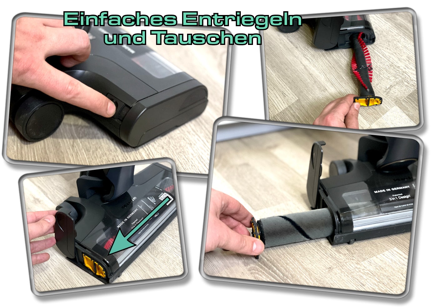 Die Bodendüse des Miele Triflex HX2 Pro besitzt ein LED-Licht