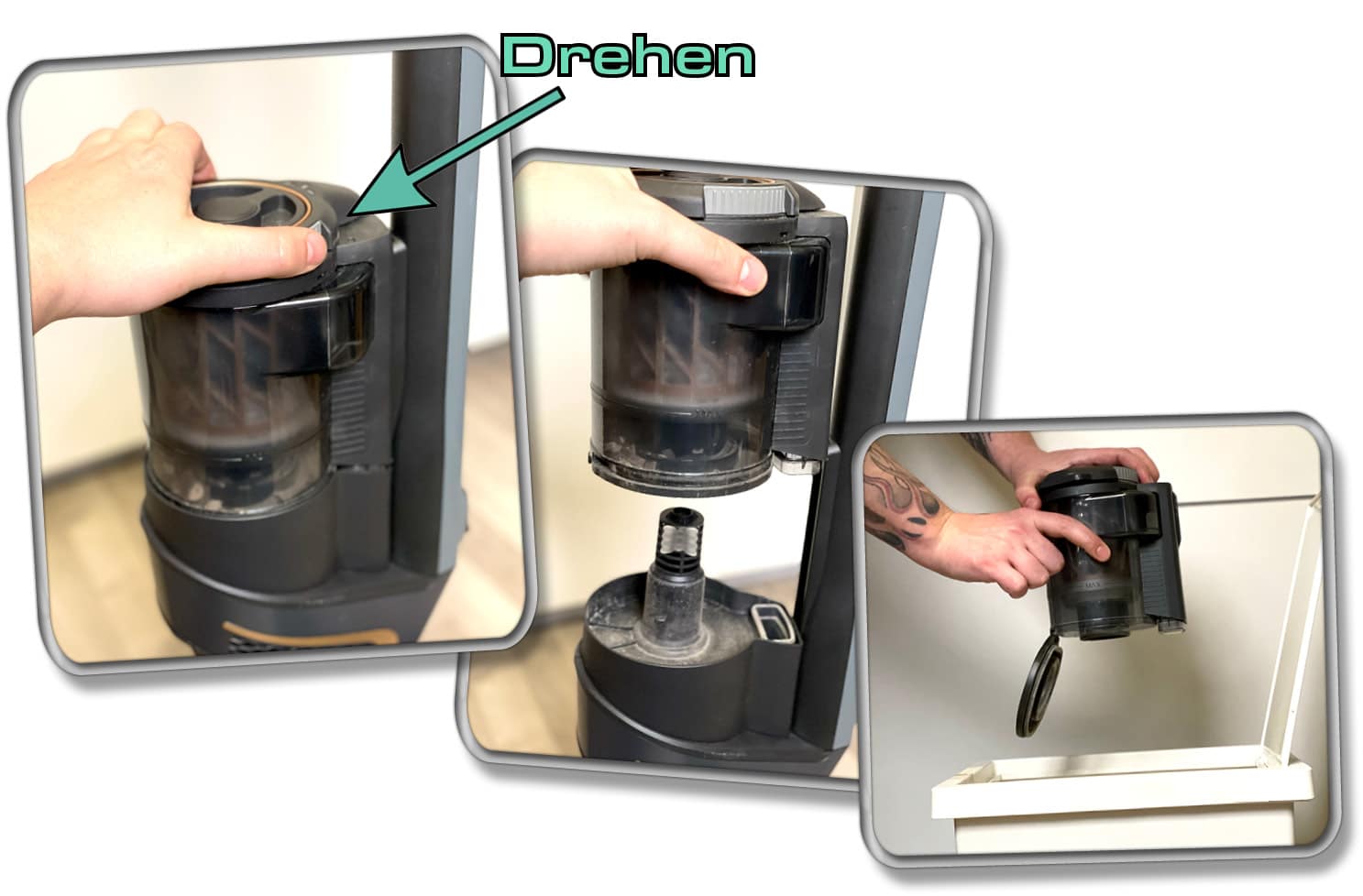 Der Miele Triflex HX2 Pro lässt sich recht einfach entleeren