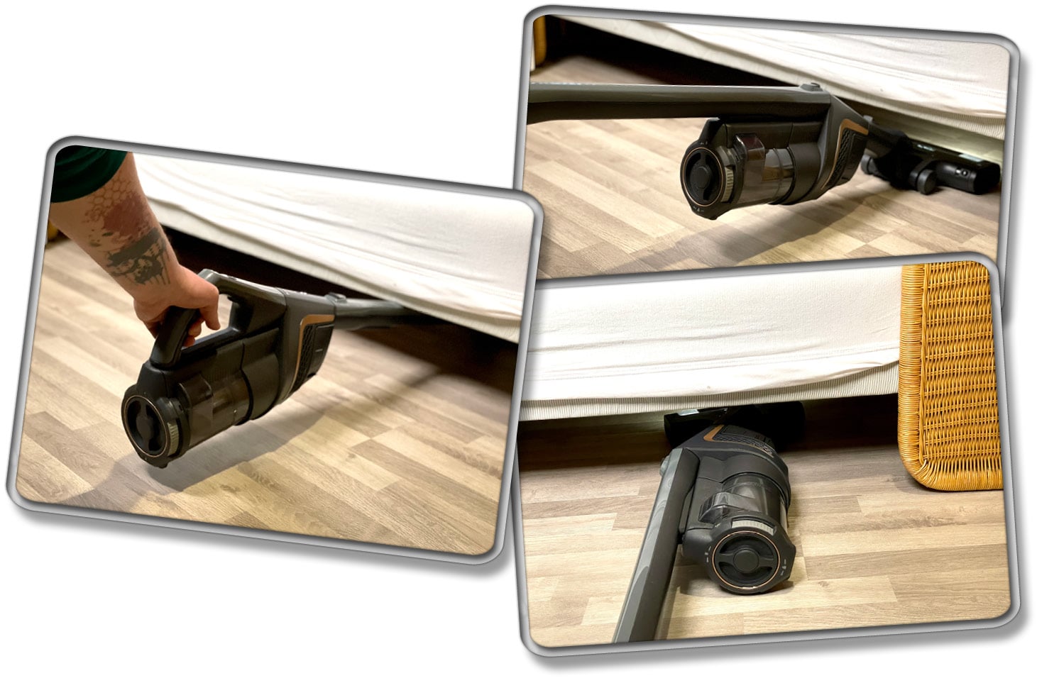 Sowohl das Gelenk, als auch der Akkusauger selbst sind sehr flexibel