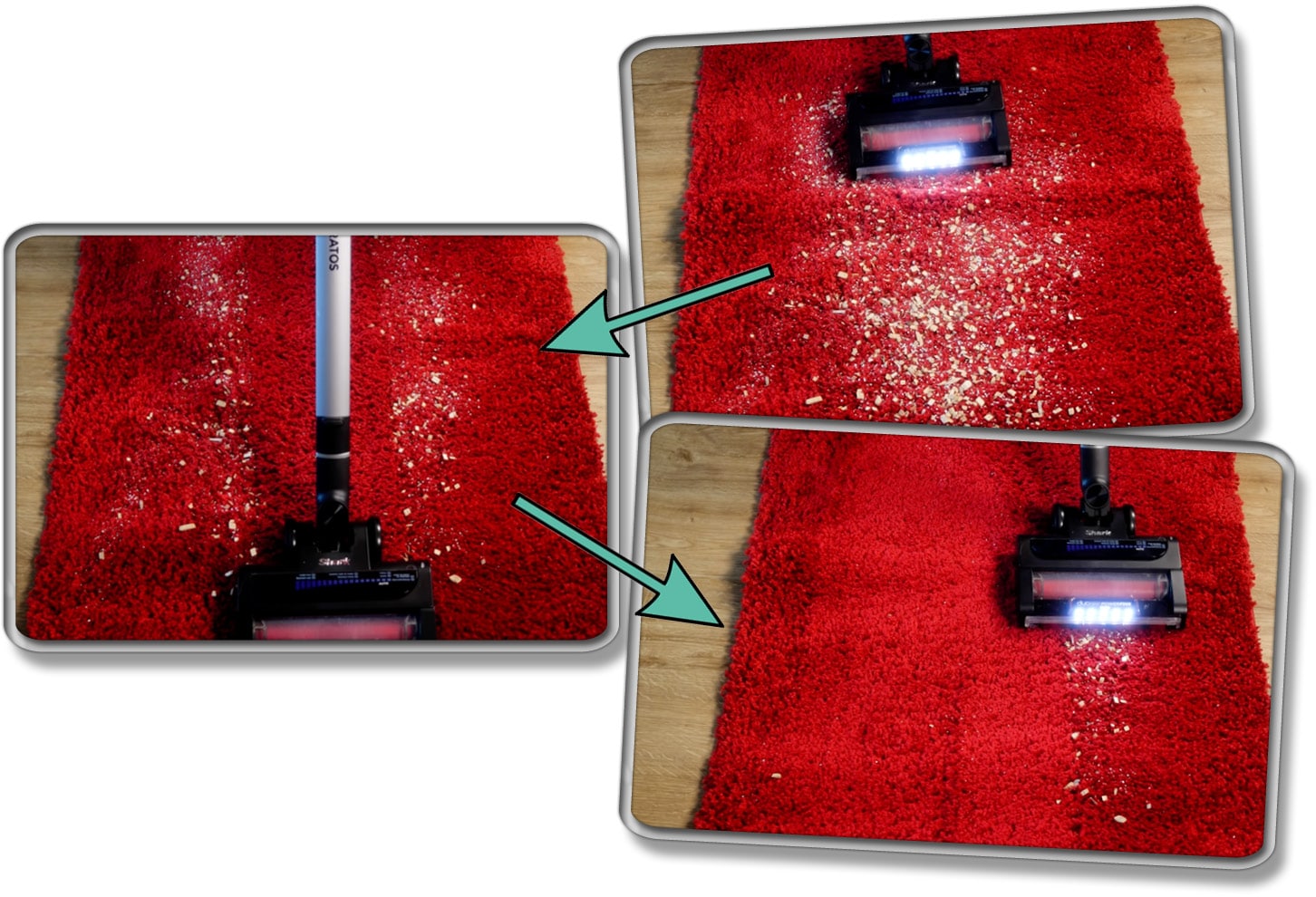 Shark Stratos - Die gemessene Saugleistung auf Teppichboden