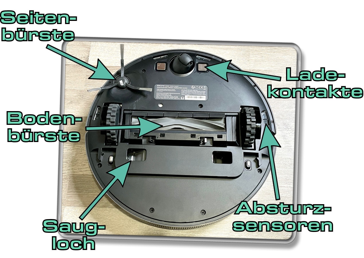 Auf der Unterseite wird ersichtlich, dass eine neue Bodenbürste zum Einsatz kommt. 