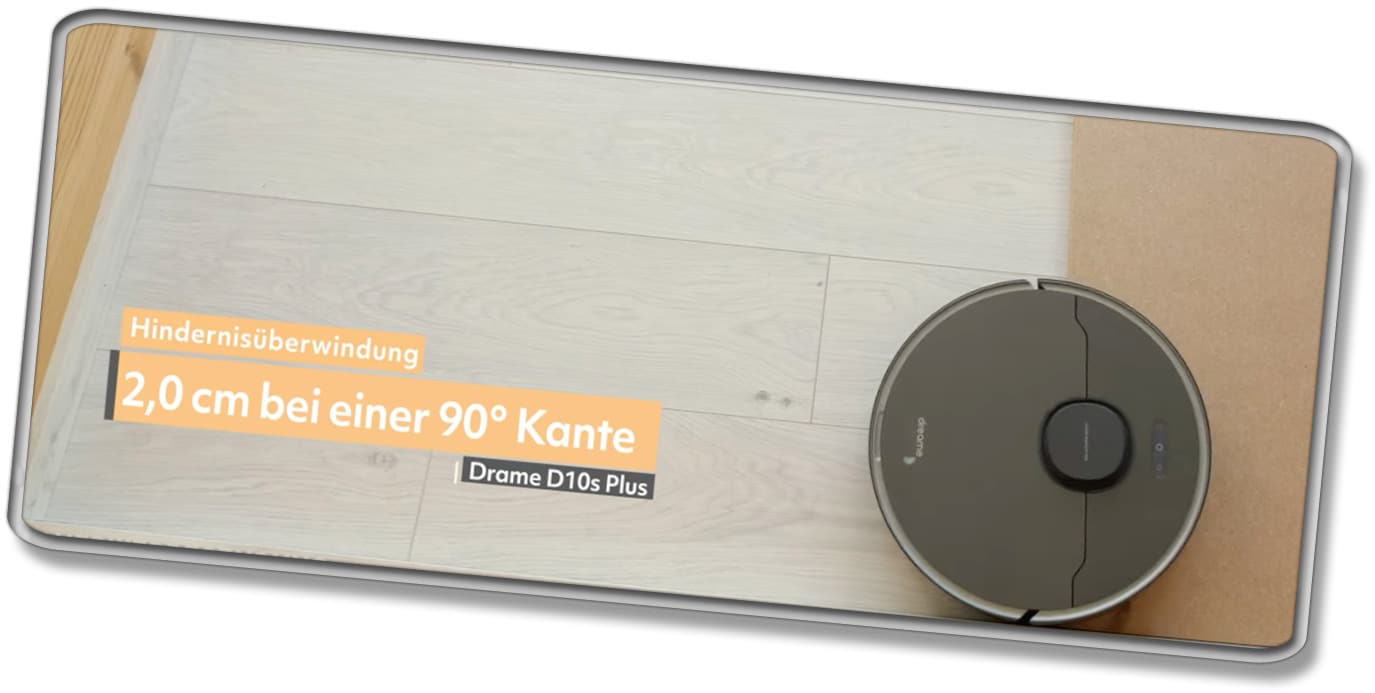 2 cm hohe Türschwellen hat der Dreame D10s Plus im Test überwinden können. 