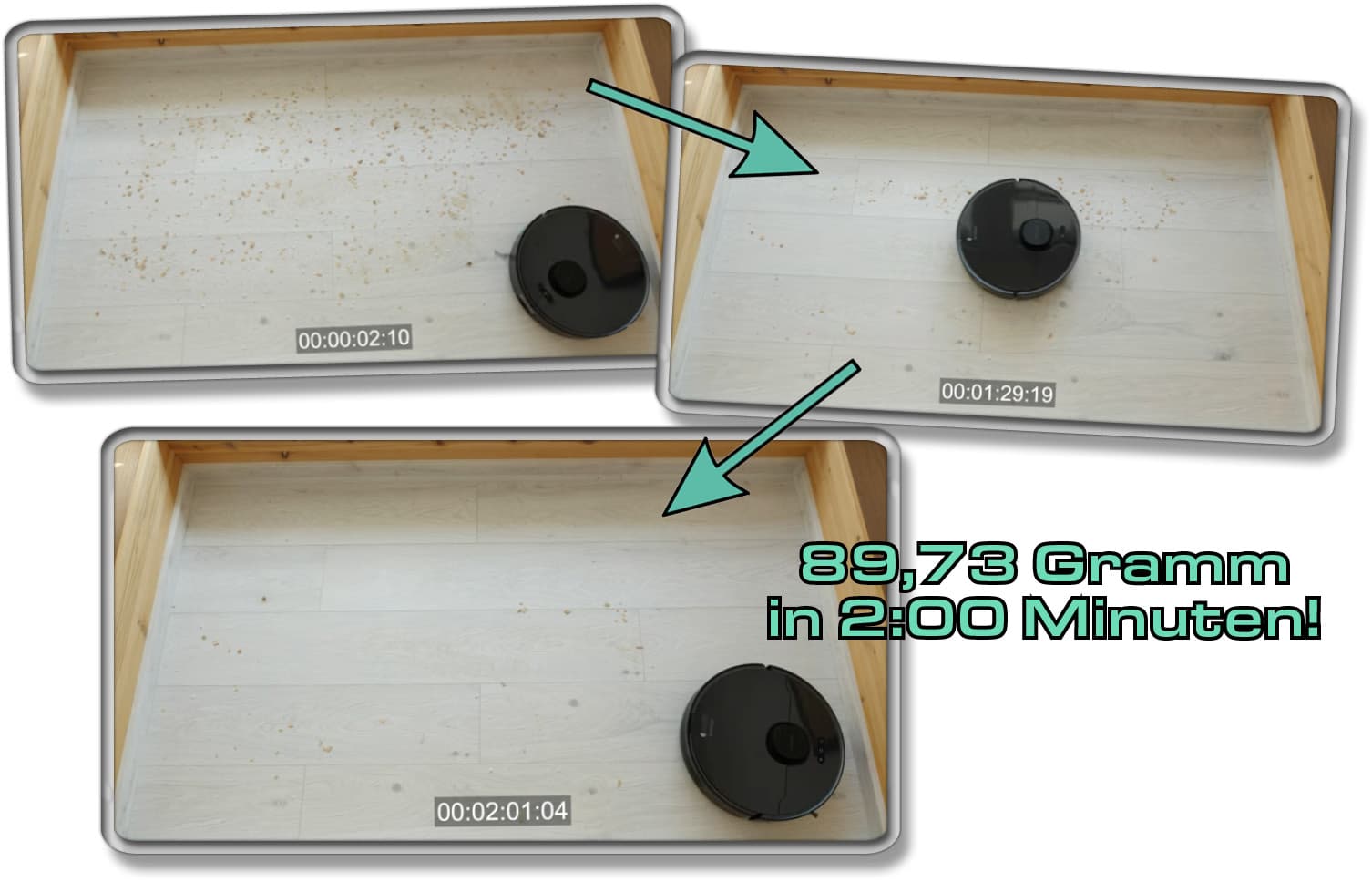 Dreame D10s Pro - Die gemessene Saugleistung auf Hartboden