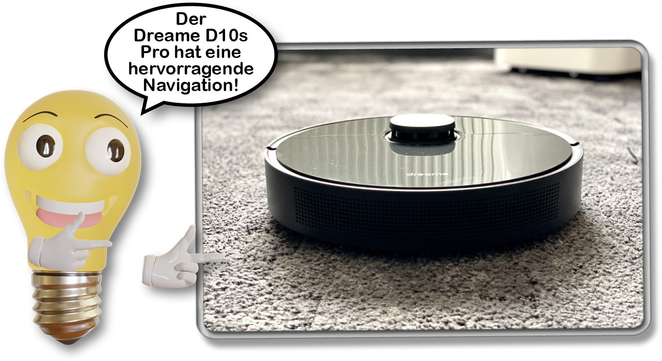 Trotz fehlendem Wandabstandssensor navigiert der Dreame D10s Pro recht genau. 
