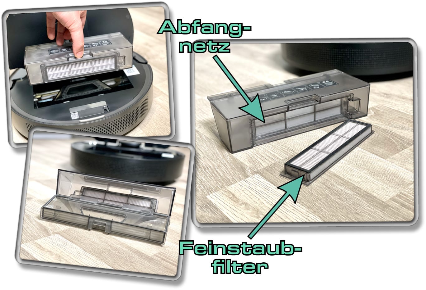 Der Staubbehälter ist großzügig bemessen, damit er nicht täglich von Hand entleert werden muss. 