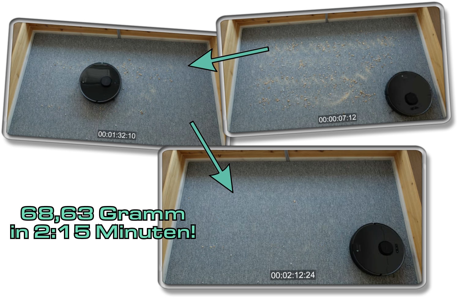 Dreame D10s Pro - Die gemessene Saugleistung auf Teppichboden