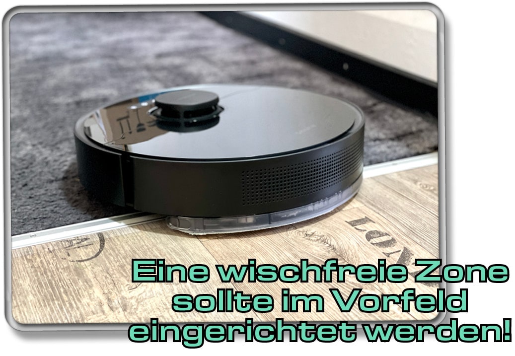 Vor dem Wischen muss über Teppichboden eine wischfreie Zone erstellt werden. 