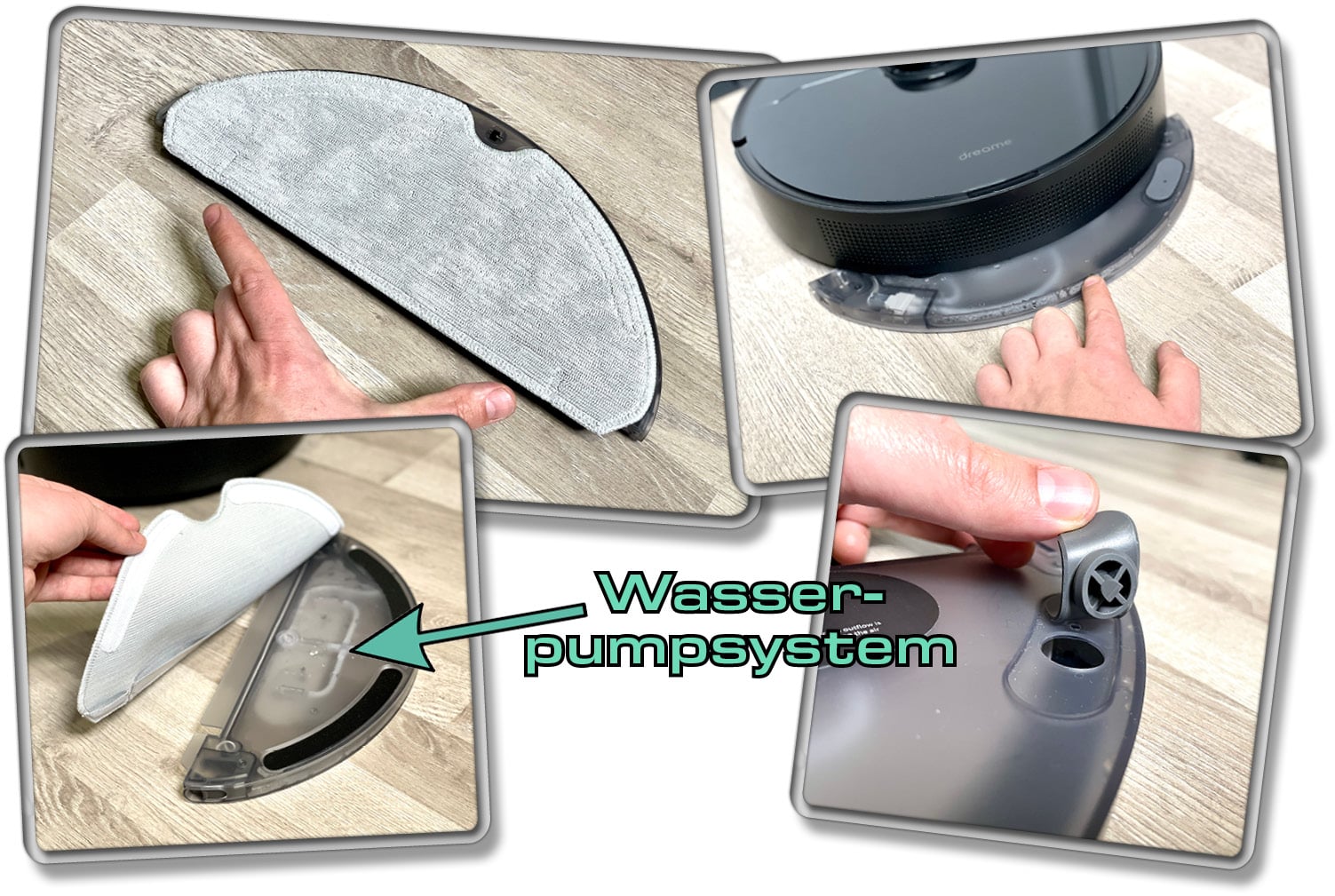 Der Wassertank des Dreame D10s Pro geht über die komplette Breite des Roboters. 