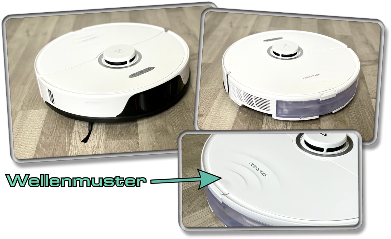 Der Roborock S8 erstrahlt in einem Weiß und ist mit einem Wellenmuster versehen