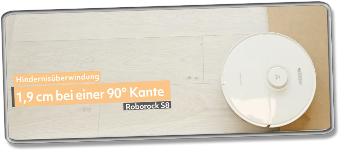 Der Roborock schafft es, 1,9 cm hohe Türschwellen zu überwinden