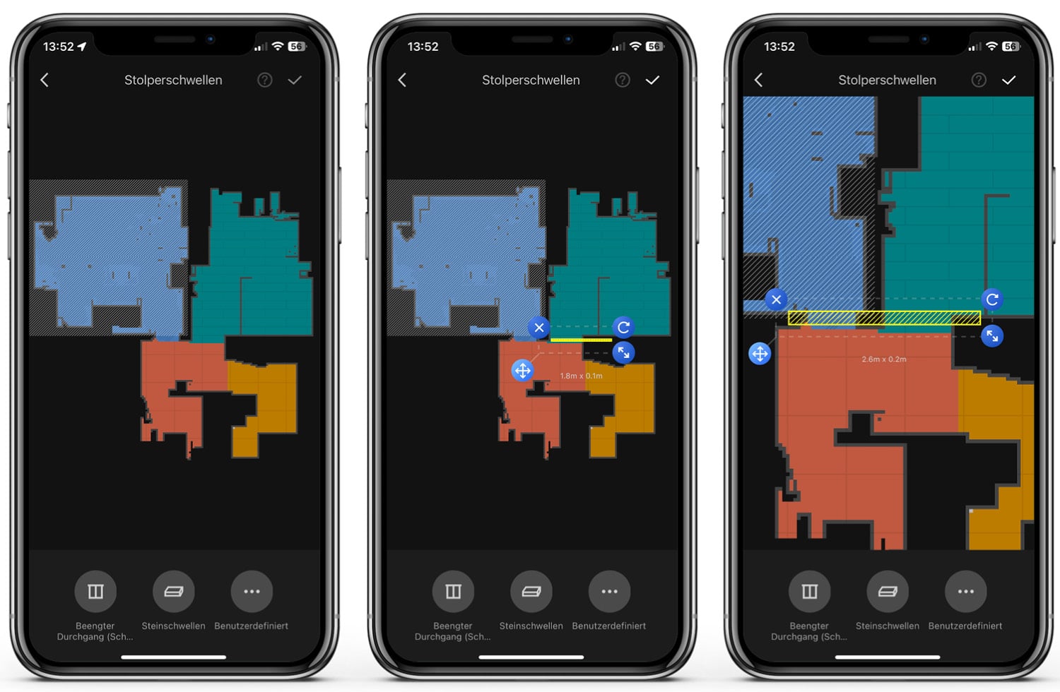 Roborock S8 Pro Ultra - App: Türschwellen
