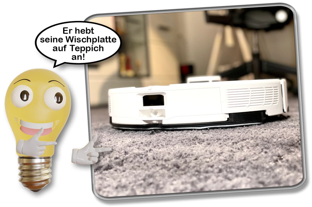 Roborock S8 Pro Ultra - Anheben der Wischplatte auf Teppich