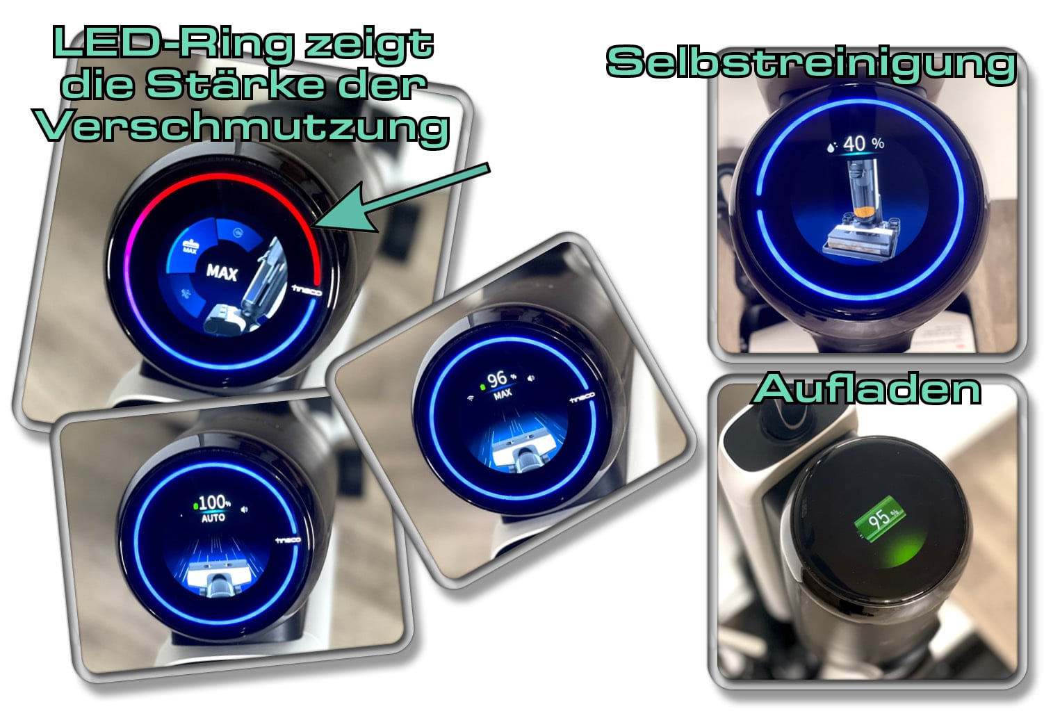 Der Tineco Floor One S5 Pro besitzt ein hervorragend brilliantes LCD-Display