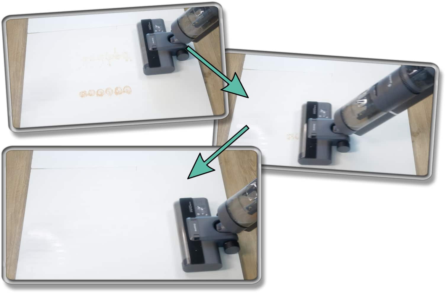 Dreame H12 - Hartnäckige Verschmutzungen benötigen deutlich mehr Überfahrten