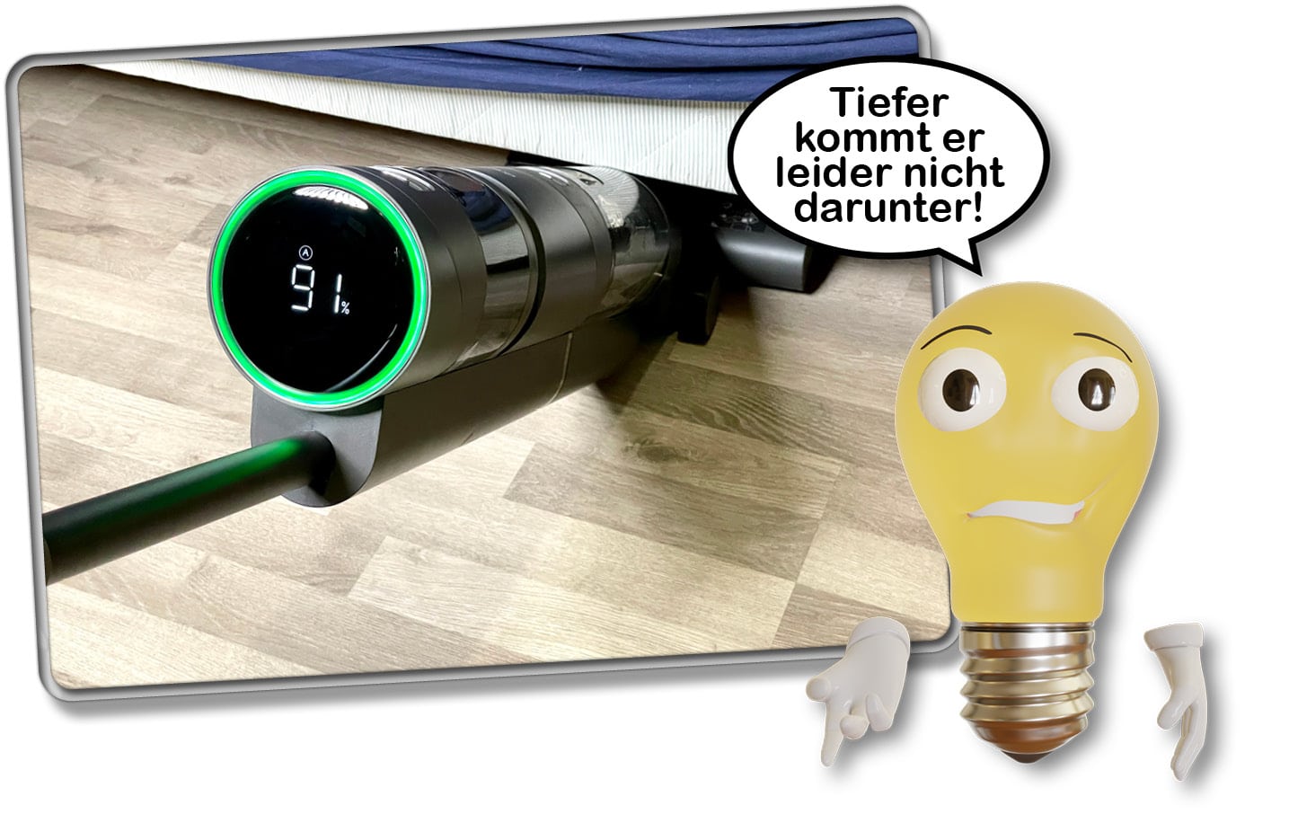 Dreame H12 - Der Wischsauger kommt nur zu einem gewissen Grad unter Möbel. 