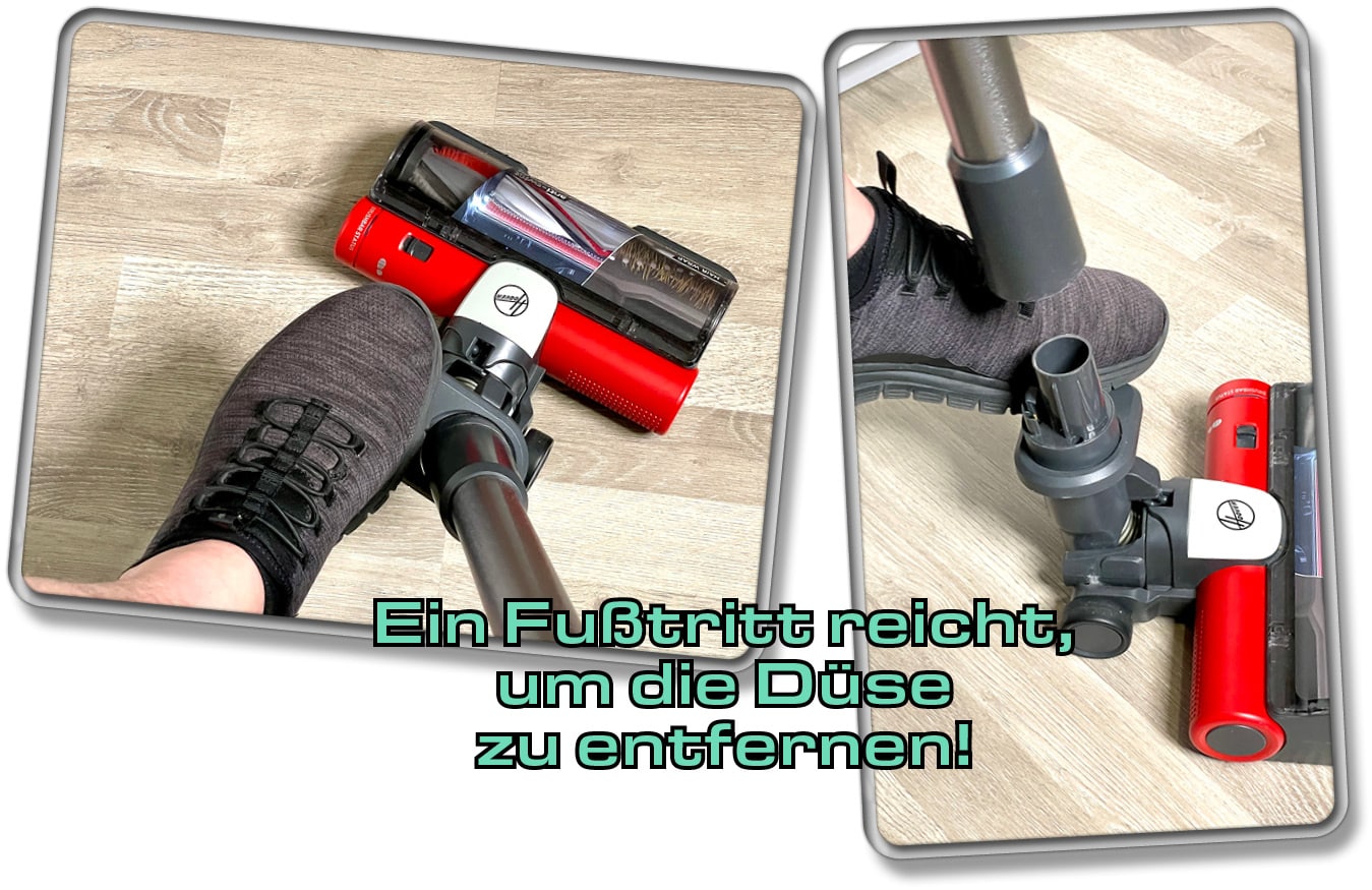 Hoover HF910H - Düse mit dem Fuß entfernen