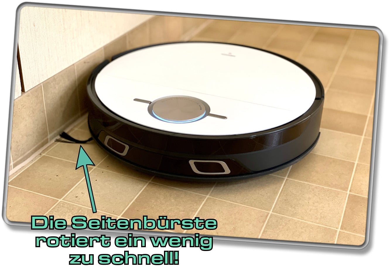 Die Seitenbürste des MEDION X50 SW rotiert ein klein wenig zu schnell. 