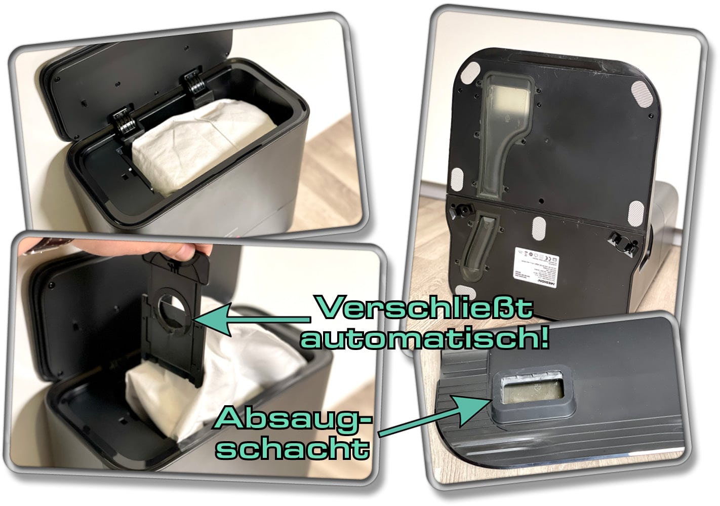 Bei Entnahme des Staubbeutels, verschließt dieser sich vollständig