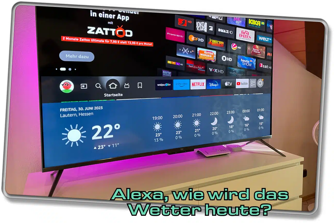 Amazon Fire TV Omni QLED 65-Zoll - Der Fernseher zeigt sogar Informationen wie ein Echo Show