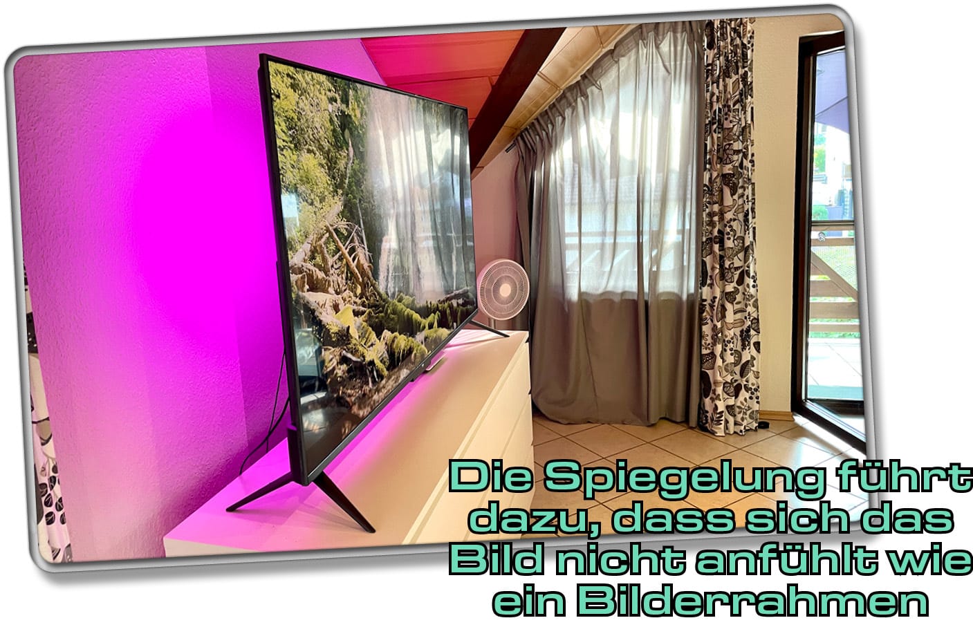 Amazon Fire TV Omni QLED 65-Zoll - Die Spiegelungen im Display verhindern das Erdenken eines Bilderrahmens