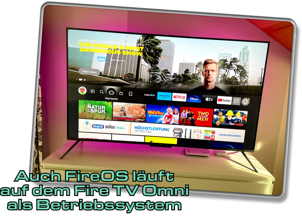 Amazon Fire TV Omni QLED 65-Zoll - Man könnte meinen, es handelt sich bei dem Fernseher um einen Fire TV-Stick mit Bildschirm