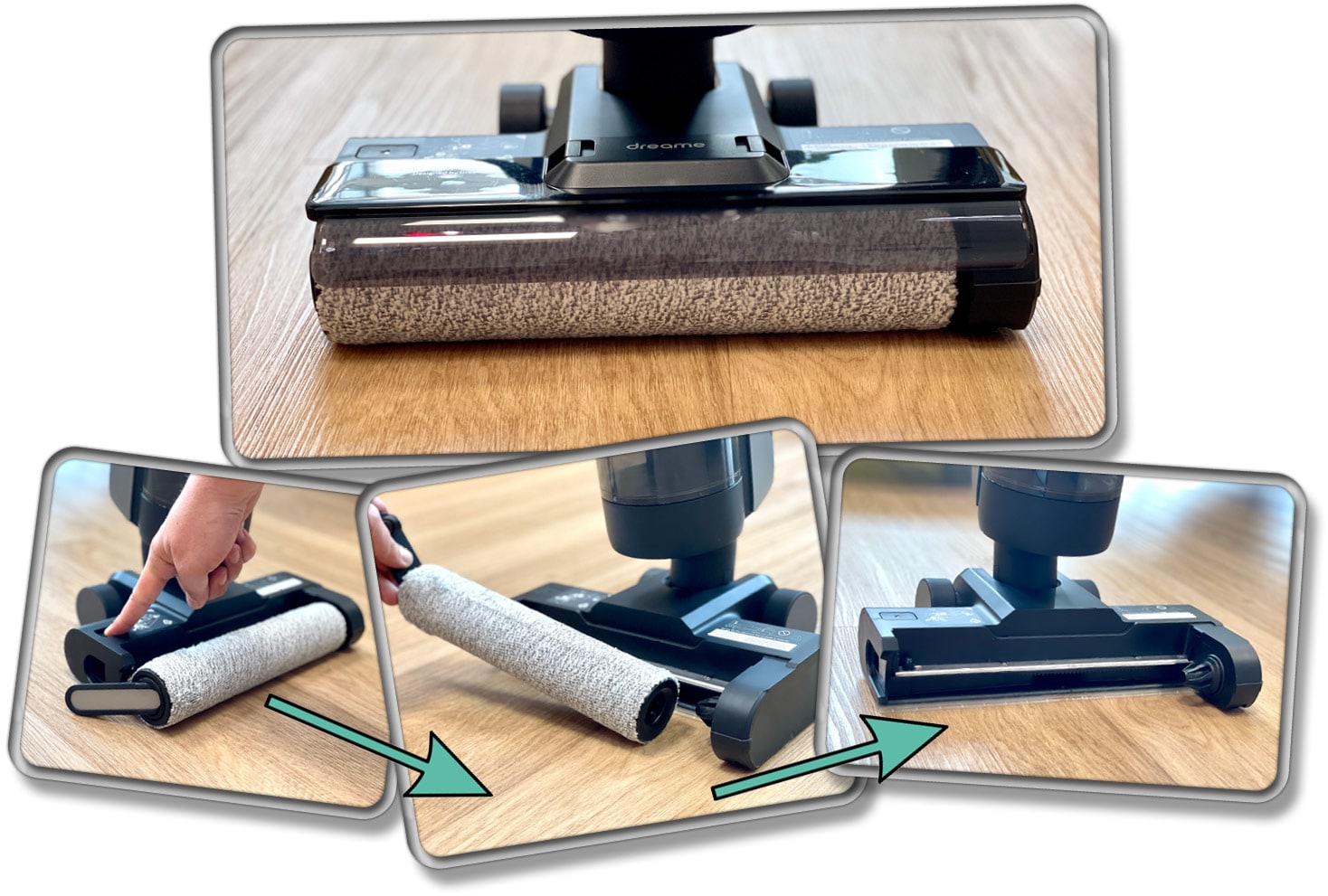 Die Bodenwalze des Dreame M12 lässt sich leicht herausnehmen und auswechseln