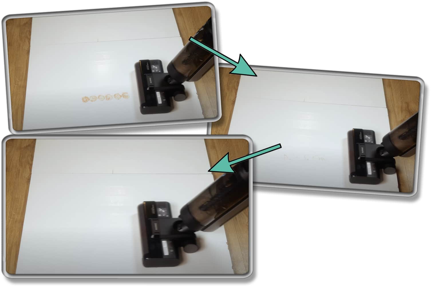 Eingetrocknetes Ketchup musste der Dreame M12 im Test mehrmals überfahren, damit dieser verschwunden ist