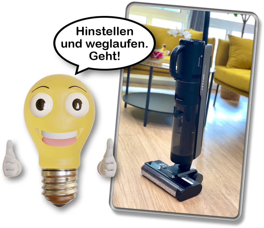 Der Dreame M12 kann, dank seiner Freistehfunktion, einfach kurz abgestellt werden
