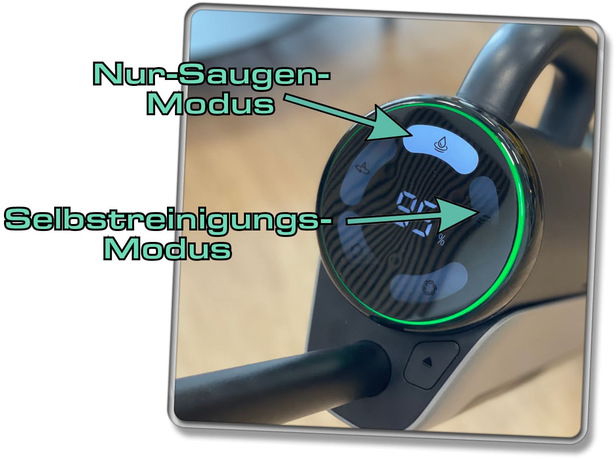 Der Nur-Saugen-Modus kann größere flüssigere Verschmutzungen einsaugen