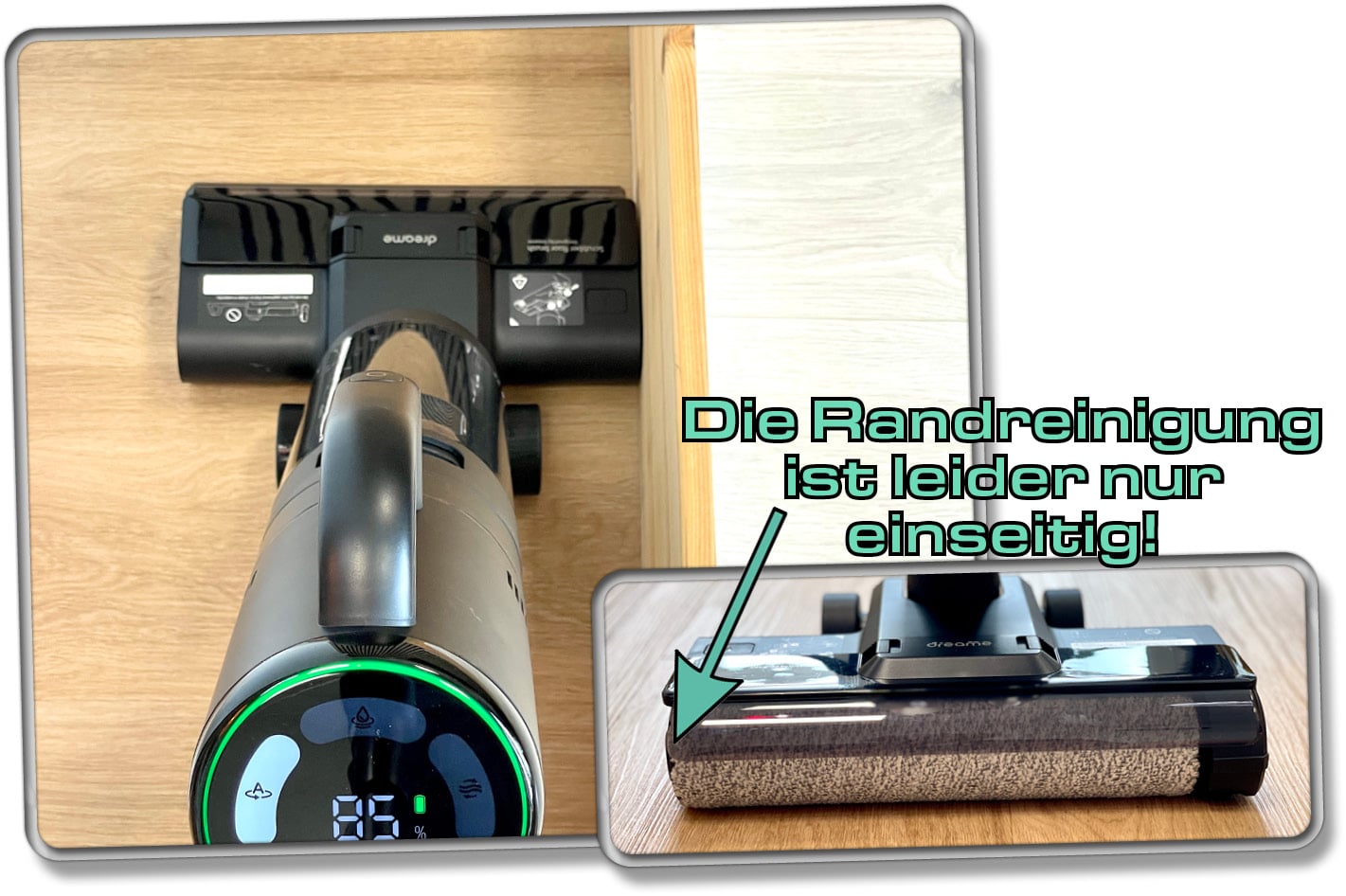 Der Dreame M12 zeigte im Test eine einseitige Randreinigung