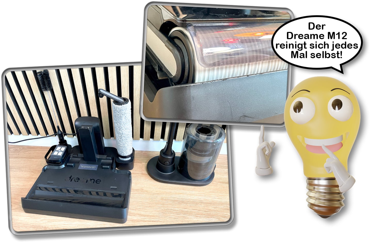 Nach jeder Reinigung reinigt die Selbstreinigungsstation den Dreame M12 sauber